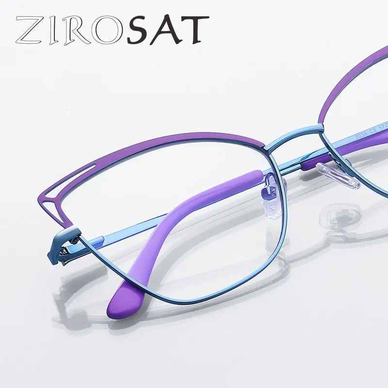 ZIROSAT 3038 광학 안경 합금 프레임, 처방 안경 Rx, 여성 에일 안경
