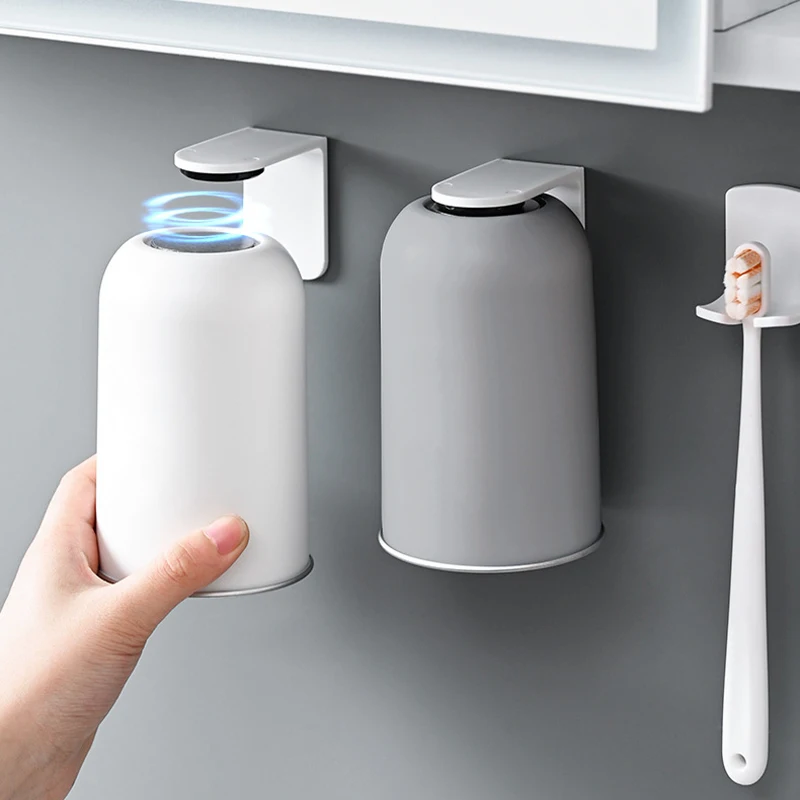 Magnetischer Trinkbecher aus Edelstahl 304 zur Wandmontage, belüftet, mit umgekehrter Aufhängung, Mundspülbecherhalter_voghion.com