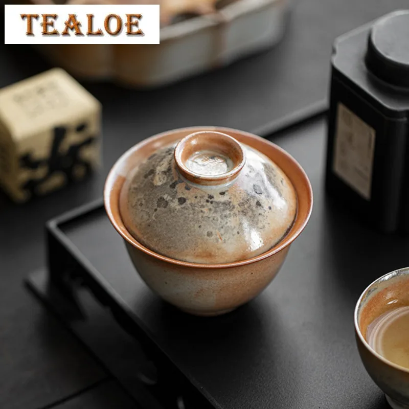 120ml Japanese Zhiye Wood-fired Porcelain Gaiwan Creative Kiln Change Tea Tureen Tea Maker Cover Bowl With Lid Teaset Craft Gift