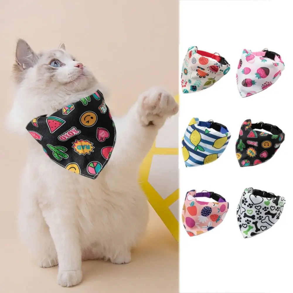 

Adjustable Dog Kerchief Pet Cat Scarf Soft Washable Dog Saliva Towel Fruit Pattern Polyester Fruit Dog Bib Cats