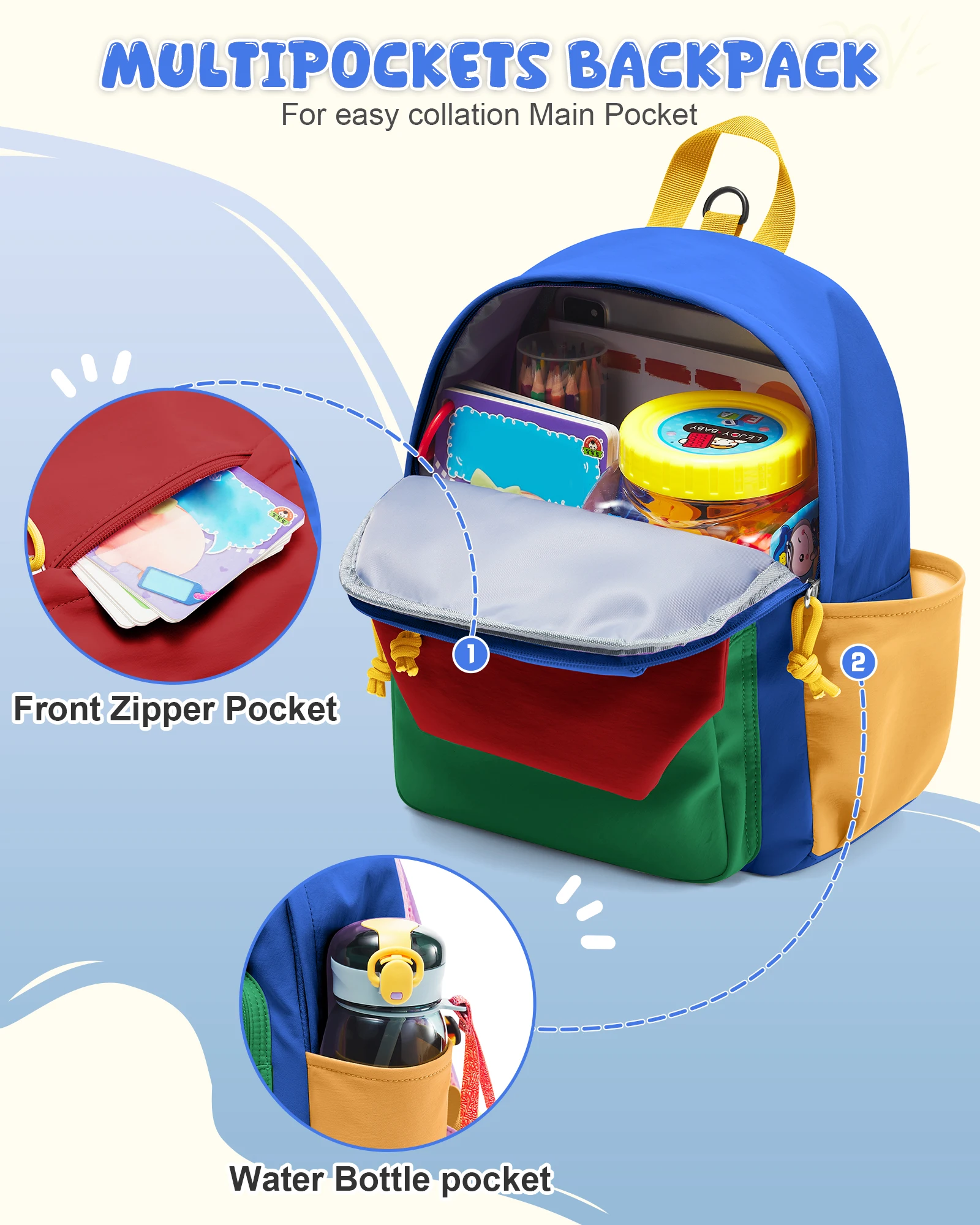 Cute Backpack for Boys & Girls, Lightweight Waterproof School Bag, Perfect for Daycare, Preschool, Kindergarten, Hiking & Travel 3