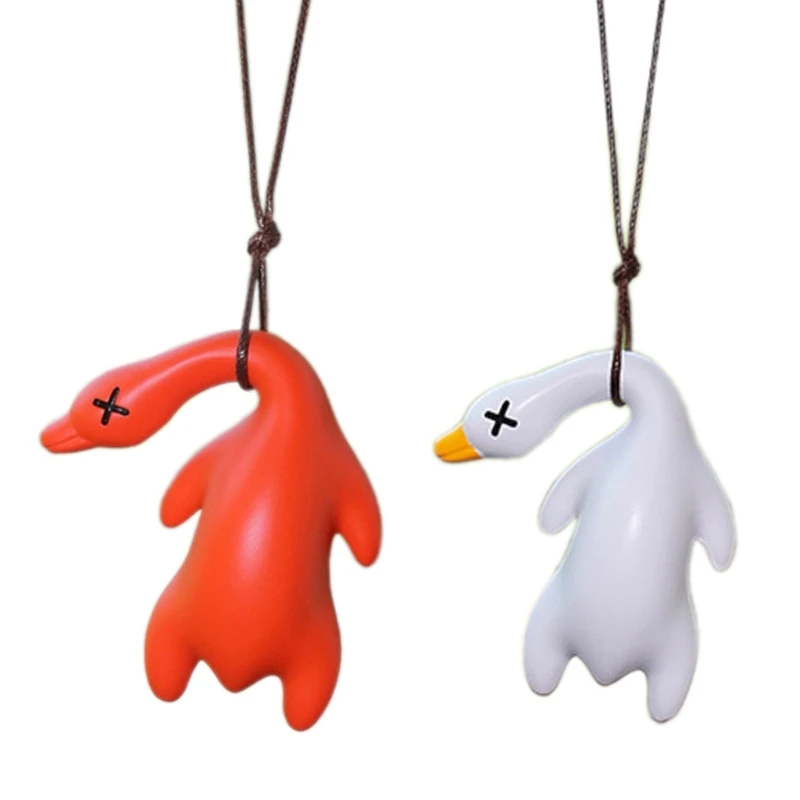 

094D Car Interior Duck Anime Decoration Gypsum Auto RearviewMirror Pendant