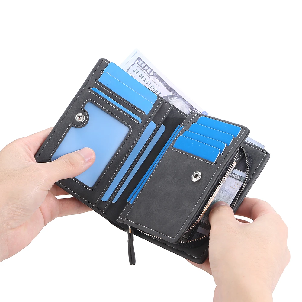 Premium Vintage Leather Men's Wallet – High-Quality Zipper Design with Card Holders and Coin Pouch