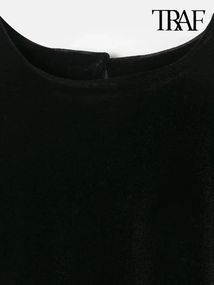 Women Fashion Patchwork Ruffles Velvet Blouse Vintage O Neck Long Sleeve Female Shirts Blusas Chic Tops - Image 3
