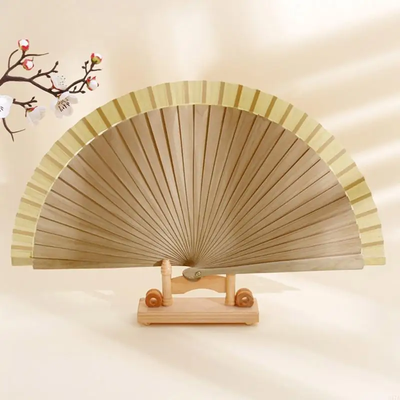 920L Spanish Foldings Fan Solid Color Plain Modern Classical Vintage Wooden Hand Fan for Dance Perfornamnces Party Gift