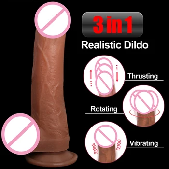 Realistic Electric Dildo Sex Toys For Women 10 Speeds Thrusting Swing Silicone Suction Cup Vibrating Dildo Adult Sex Products 2