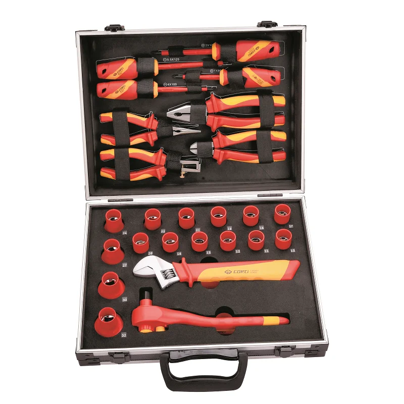 

25 Pieces 1000V VDE Certificated Insulated Mechanical Combination Toolbox Socket Tool Set