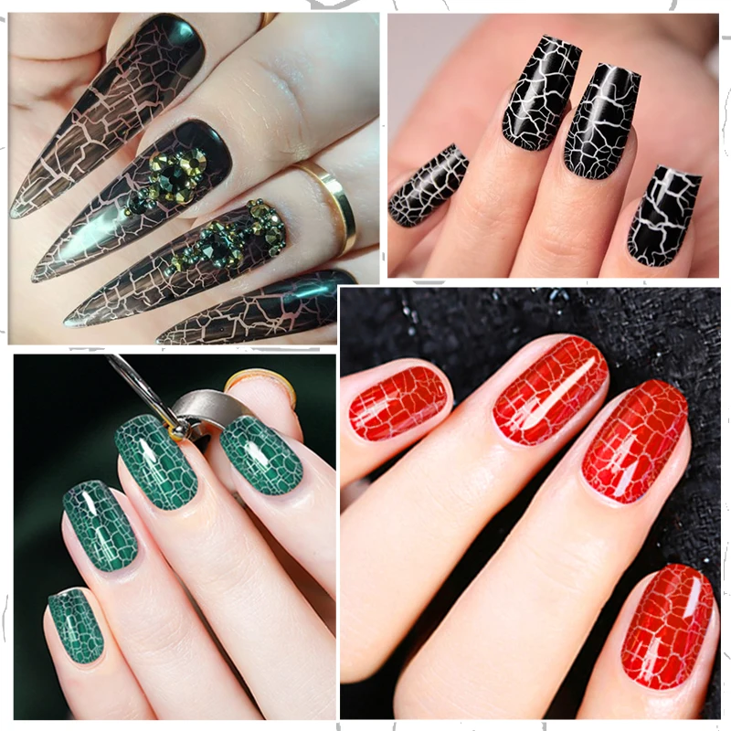 12PCS/SET Crackle Polish Nail Fashionable Color Gel Polish Set Semi Permanant Soak Off Air Dry For Manicure Nail Art Varnish Kit 4