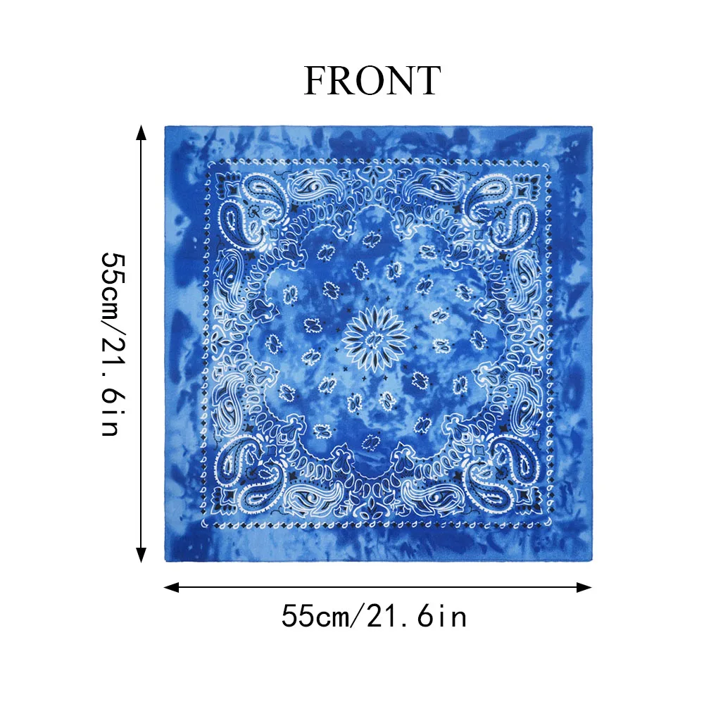 Blue Gradient Paisley Print Bandana Unisex Sport Headwear Polyester Multi-Purpose Face Cover for Gym Hiking Biking Pet Neckwear