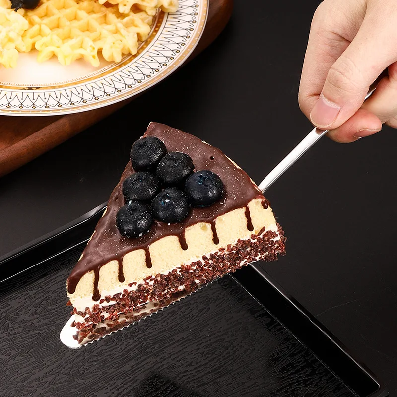 Long Handle Stainless Steel Cutlery Cake Spatula Teeth Ice Cream Knife Fork Dessert Salad Fruit Western Tableware