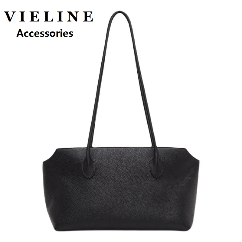 

VIELINE Versatile Women's Vintage Long Strap Shoulder Handbag Large Capacity commuting Bag Ladies Cowhide Tote Bag