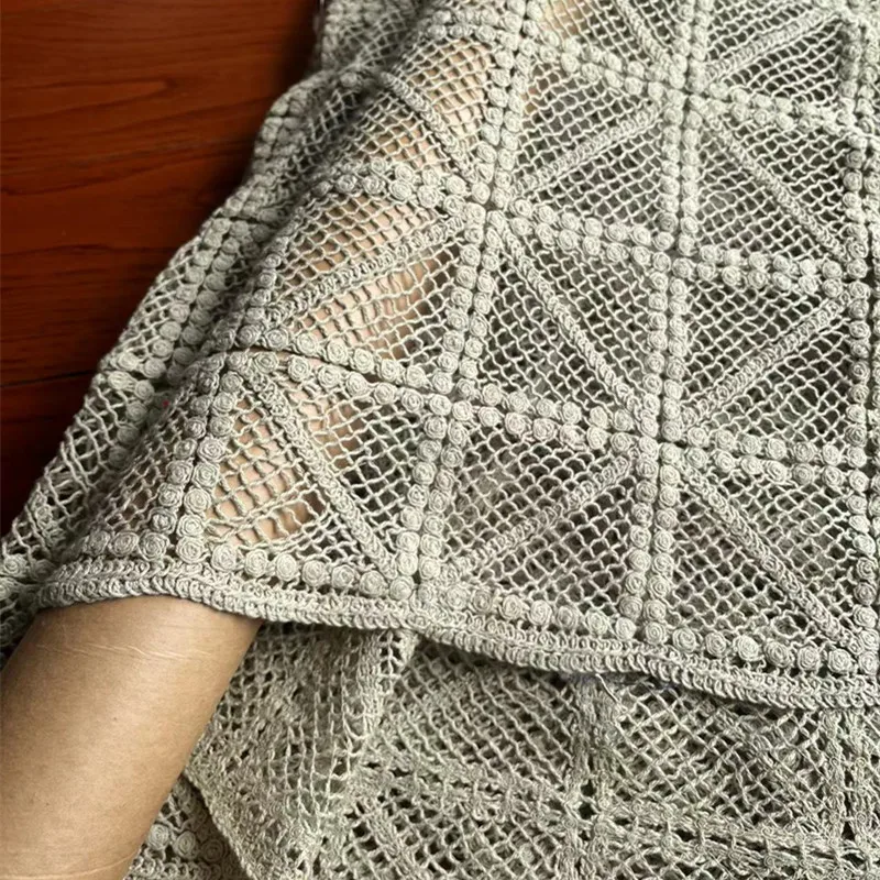 

Ткань wide130 см x 100 см, чистый хлопок, зеленое ажурное кружево, высокое качество, трехмерный геометрический узор, «сделай сам», скатерть для шитья платья