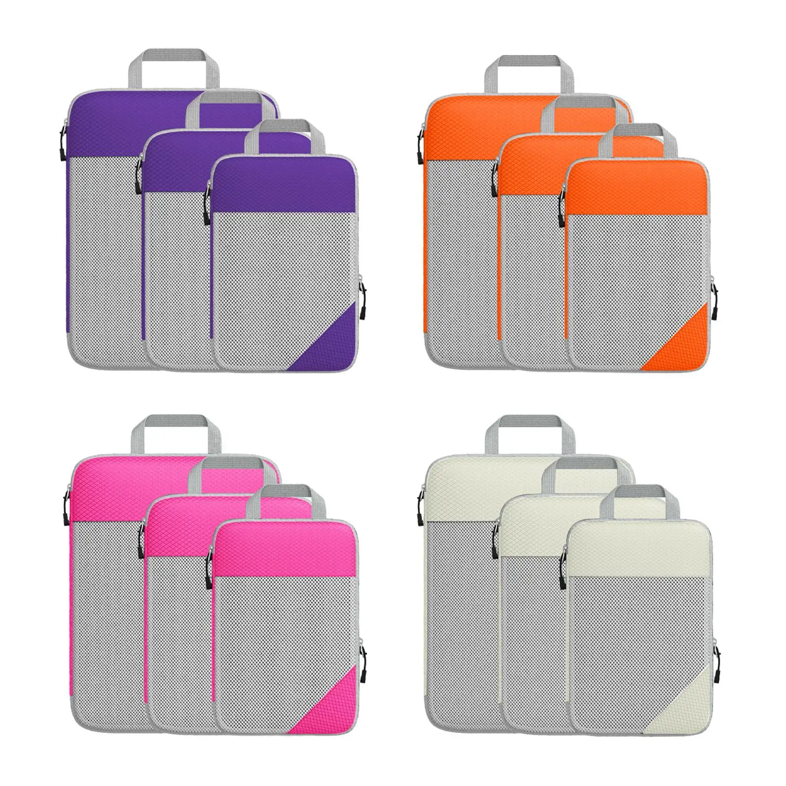 3x Compression Packing Cubes Luggage Organizer Bags for Women Men Outdoor