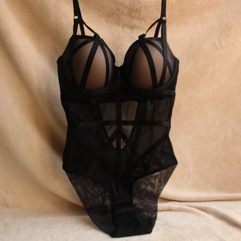 MOYISU Sexy Shapewear Bodysuit Women Transparent Mesh Lingerie Teddy with Push-Up Bra Strap Hot Sale Body Shaper Free Shipping