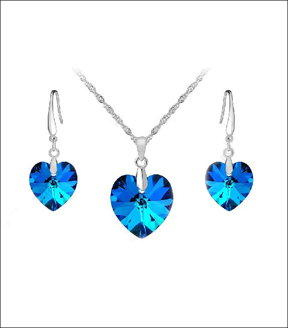 Cristallo Viola Cuore Orecchini Goccia Argento Sterling 925 Marchio