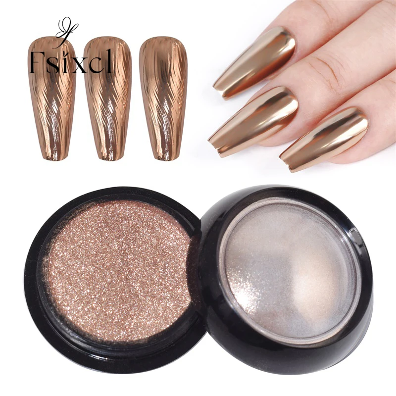 FSIXCL 0.5g Nail Chrome Powder Bronze Rose Gold Chameleon Mirror Effect Glitter for Nail Art Decoration Rubbing Pigment Dust