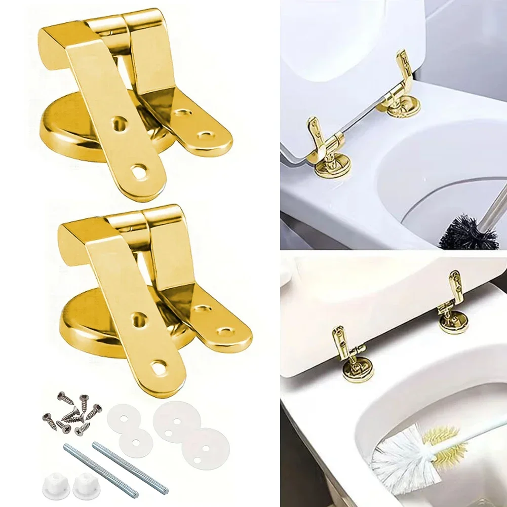 1 set Gold Toilet Seat Hinges Spare Gold Replacement Toilet Cover Mounting Connector Household Bathroom Parts Accessories