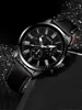 3PCs Fashion Business Casual Men's Belt Quartz Watch with PU Leather Woven Bracelet Necklace Combination Set 4
