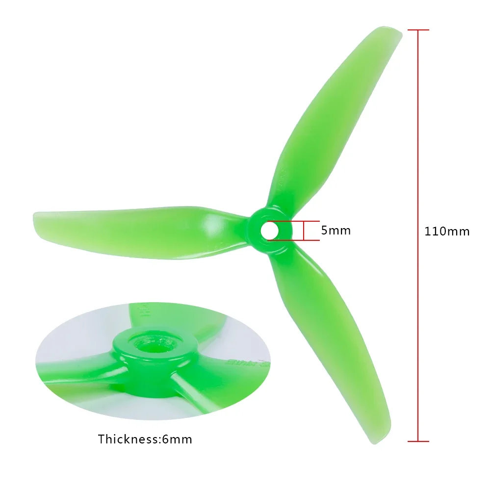 6Pairs(6CW+6CCW) HQPROP Ethix S3 5031 5X3.1X3 3-Blade PC Propeller Pink+Green Watermelon for RC FPV Freestyle 5inch Drones 5