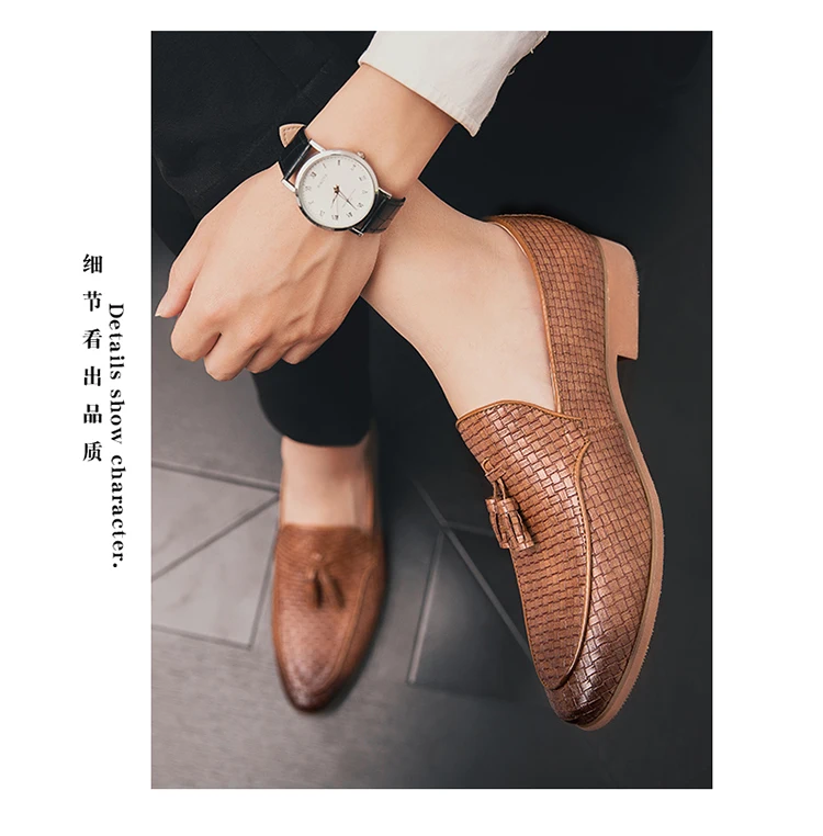 High Quality British Casual Business Shoes Men Flat Tassels Social Formal Loafers Men Dress Office Party Leather Shoes Man