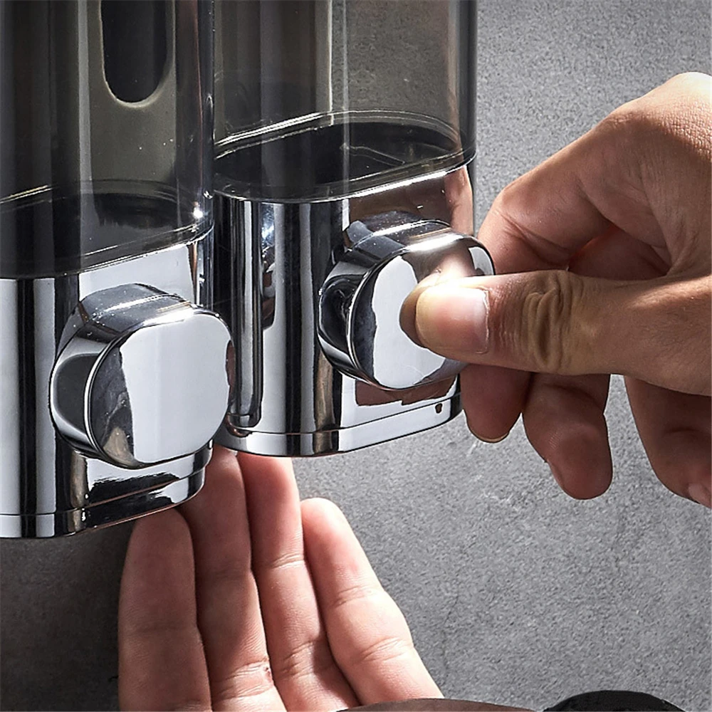 Liquid Soap Dispenser Bathroom Double Manual Press Soap Dispenser Pump Wall Mounted Detergent Shampoo for Liquid