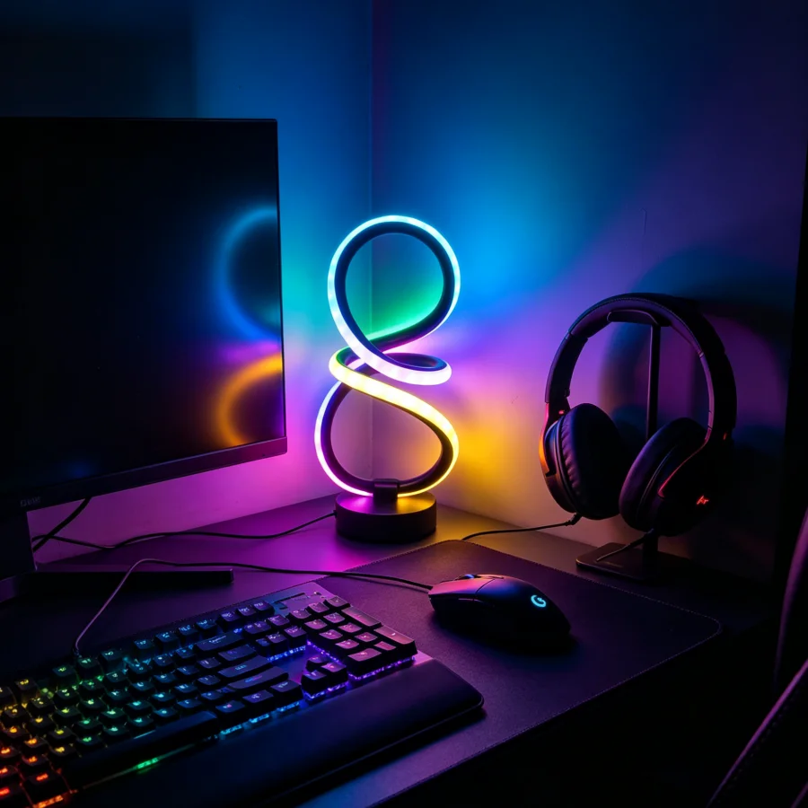1PC 현대식 인피니티 8자형 RGB LED 테이블 램프, 밝기 조절 가능 색상 변경 조명, 침실, 거실용 USB 전원 장식 램프