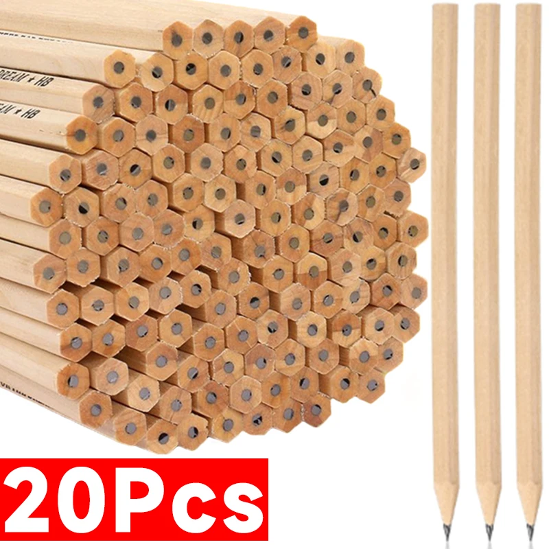 20-1PCS Wooden Lead Pencils For Carpenter Student Children Artist Writing Drawing