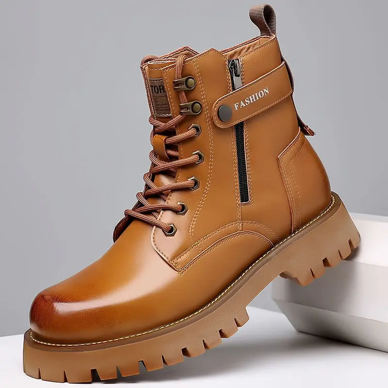 MensShoesCasualMaleCowboyBootsChelseaAnkleBotasHighTop