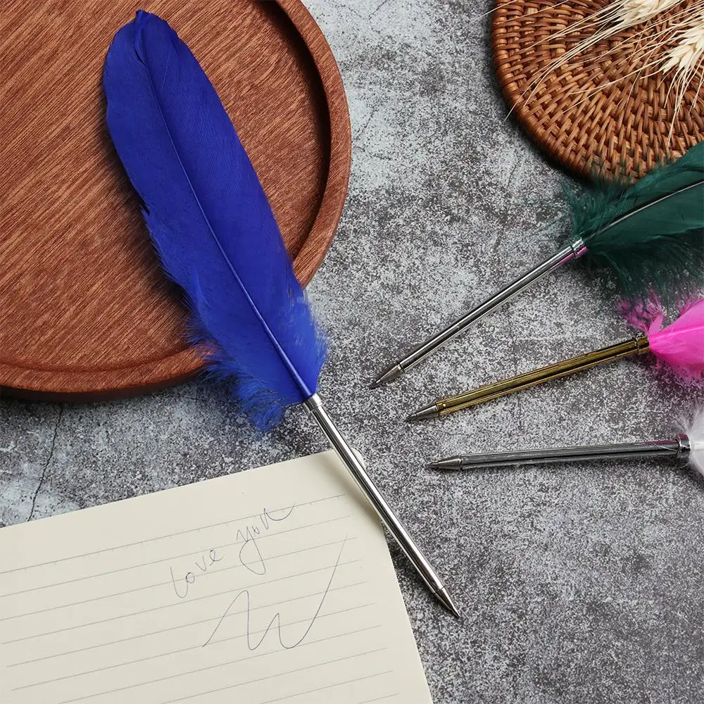 Colorful Feather Pen Signature Ballpoint Pen Writing Tool Stationery