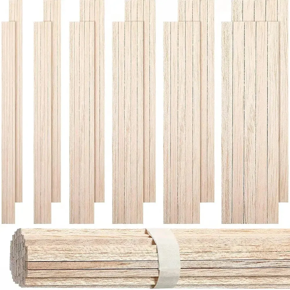 Balsa Wood Craft Strips - 130-Piece Set for DIY Carving & Handicraft Projects