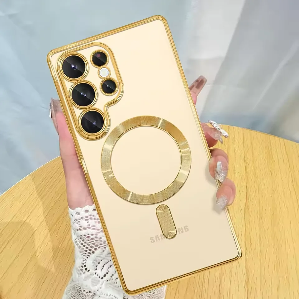 Enhanced Magnetic Clear Thin Case with Luxury Plating and Silicone Soft Cover