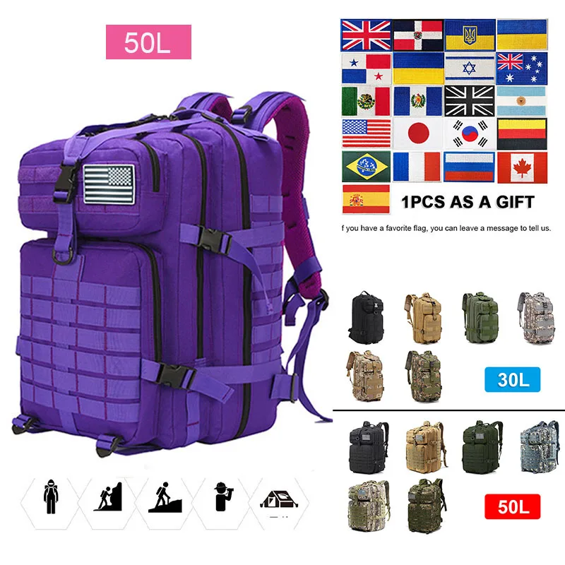 

30L/50L Outdoor Travel Rucksack Bag Hiking Camping Backpack Mountaineering New Portable MOLLE 3P Tactical Pack Travel Bag