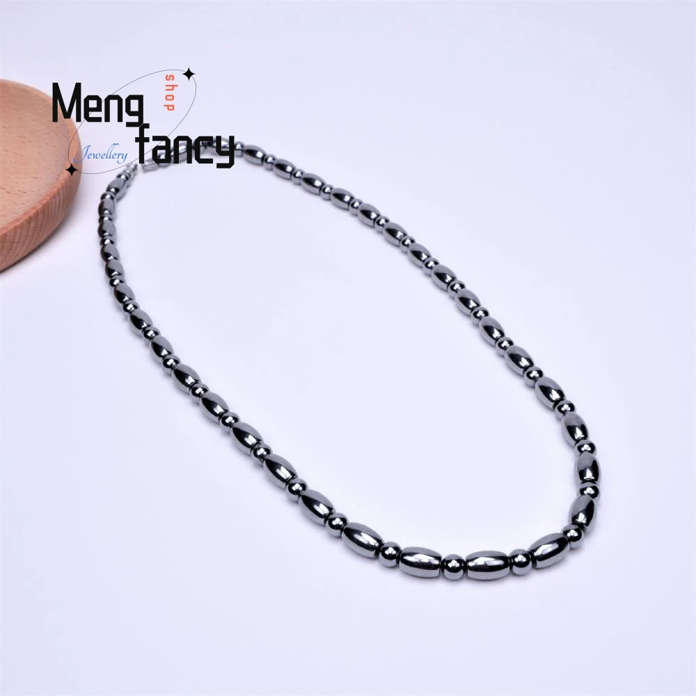 Natural Energy Stone Terahertz Necklace Fashion With Diy Accessories Rice Bead Simple Exquisite High-grade Luxury Holiday Gift