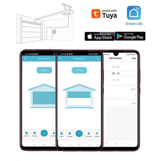 WiFi Switch Smart Garage Door Opener Controller Work With Alexa Echo Google Home SmartLife/Tuya APP Control No Hub Require 3