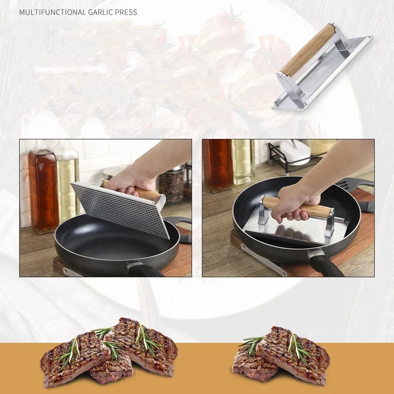 Stainless Steel Grill Press Grilling Tools Rectangular Bacon Press Steak Grill Weight Burger Shaper Patty Sandwich