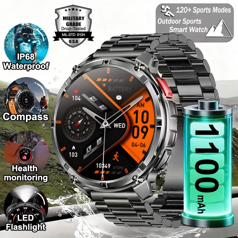 2026 New Military Stratos 4 Ultra Smart Watch Men 1100mAh Battery Compass GPS Track IP68 Waterproof Outdoor Sports Smartwatches 1