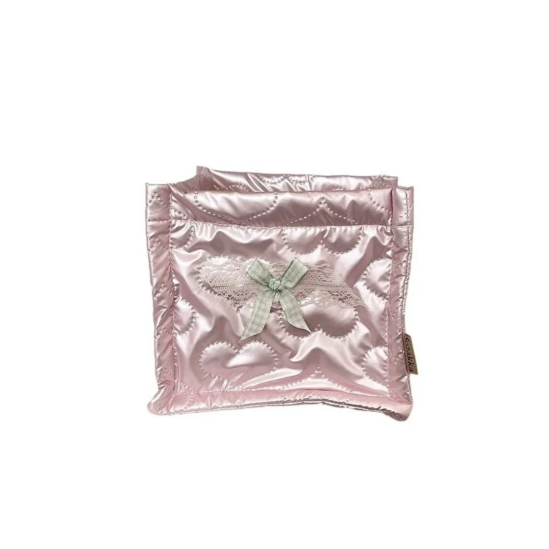 Sweet Korean Stationery Organizer PU Leather Bow Heart Style Photocard Makeup Desktop Storage Organizer School Student Supplies