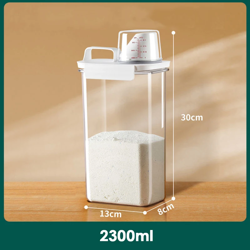Laundry Detergent Dispenser With Measuring Cup Clear Airtight Washing Powder  Container Multipurpose Laundry Liquid Storage Box - AliExpress