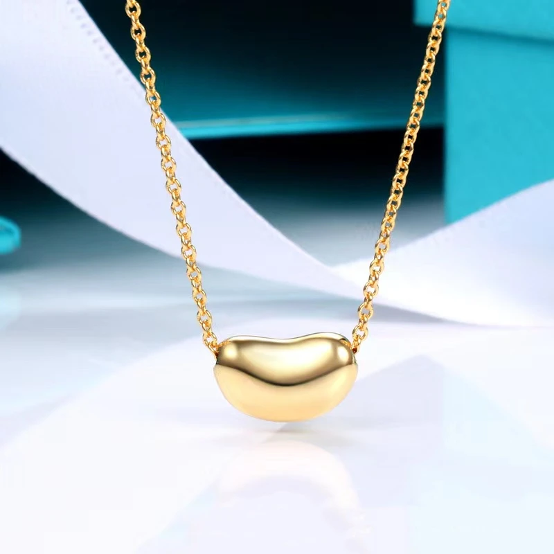 Fashion Gold Bean Necklace For Women s925 Silver Dainty Necklace Hypoallergenic Minimalist Jewelry Christmas Gift Idea For Girls
