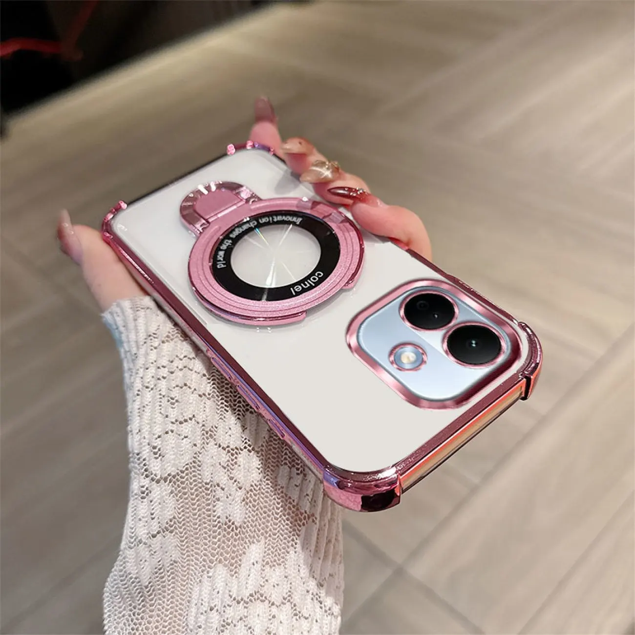 Clear Shockproof Magnetic Bracket Case with Soft Silicone Cover