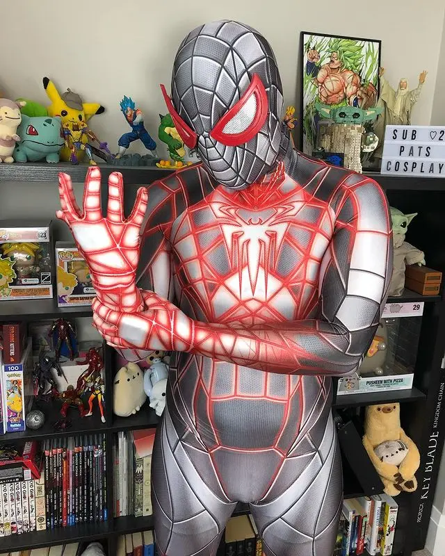 Halloween PS5 Programmable Spiderman Spiderhero Miles Morales Cosplay  Costume Boys Men Bodysuit Zentai Full Adult Kids Jumpsuit| | - AliExpress