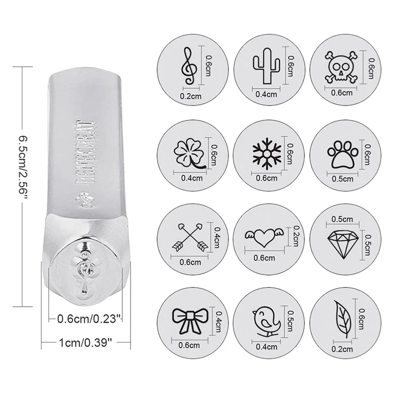 AB02 6Mm Metal Stamp Punch Tool Aluminium Leather Symbol Punching Stamps Tools Craft For Stamping 12 Patterns