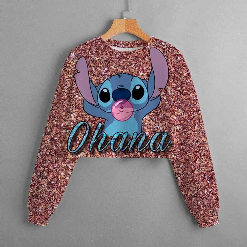 New Girls Casual Cartoon Characters Disney Stitch Kids Print Hoodie Long Sleeve Sweatshirt Street Style Kids Clothing