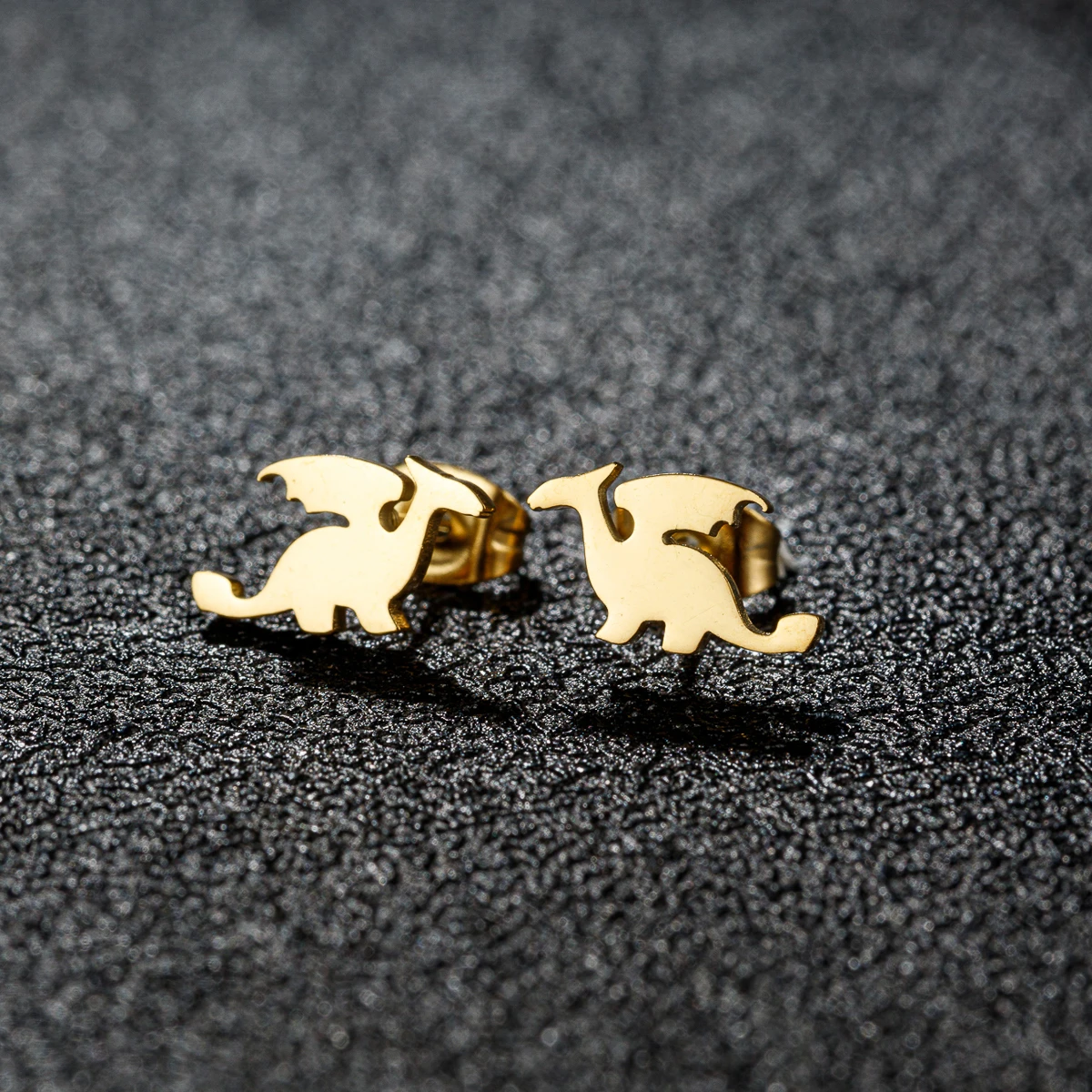 Süße goldene Edelstahl Dinosaurier Ohrringe für Frauen minimalist ische Tier Kaninchen Ohrringe Ohr stecker Kawaii Zubehör Brinco – Detail 4