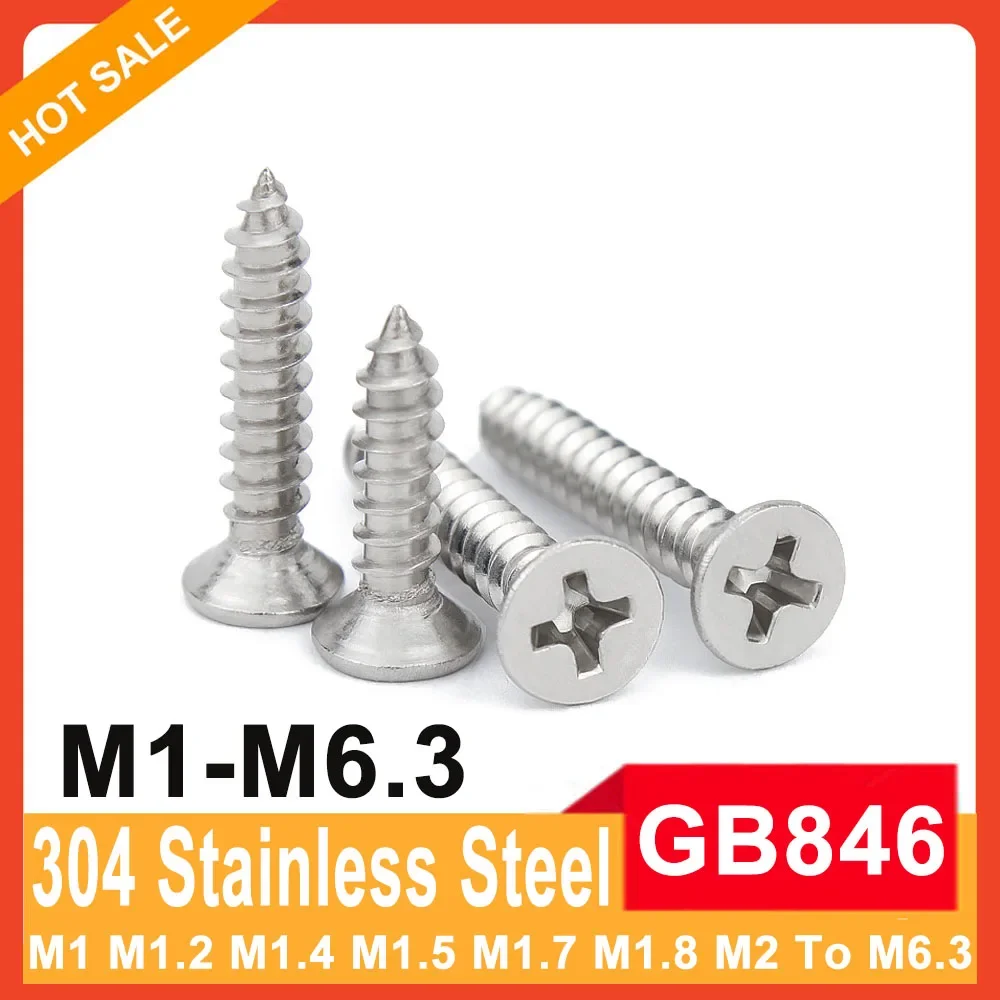 

Cross Recessed Phillips Flat Countersunk Head Self-tapping Screw GB846 304 Stainless Steel M1.4 M1.7 M2 M2.2 M2.9 M3.5 M5.5 M6.3