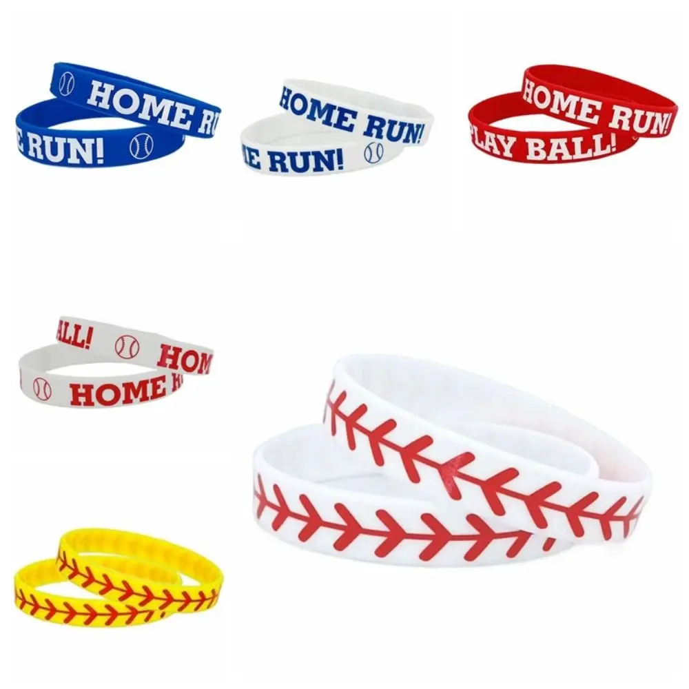 Home Run Baseball Silicone Bracelet 10PCS Play Ball Flat Printed Softball Durable Stylish Rubber Band