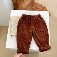 New Spring and Autumn Baby Children Boys and Girls Fashion Dot Print Corduroy Loose Relaxed Pants DGUKYM 3
