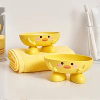 Soap Dish With Drain Duck Shape Bathroom Drain Soap Storage Container 2