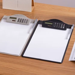 Practical File Document Clipboard with Solar Calculator Pen Slot Low Profile Clip for Women Man Conference Outdoor Home