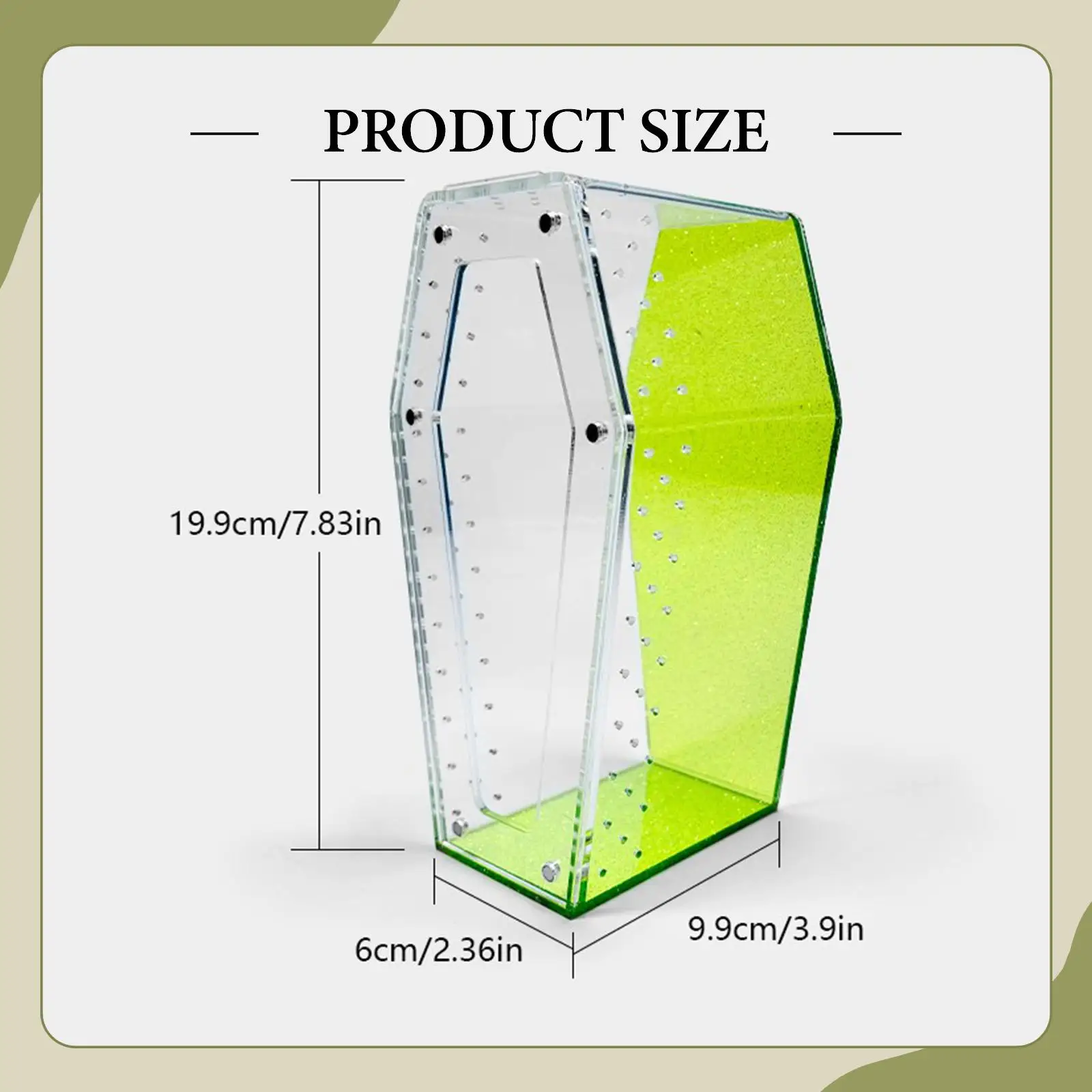 Acrylic Vertical Spider Enclosure Small Reptile Terrarium Box Coffin Shape Tank Accessories for Jumping Spider Breeding Acrylic Vertical Spider Enclosure Small Reptile Terrarium Box Coffin Shape Tank Accessories for Jumping Spider Breeding